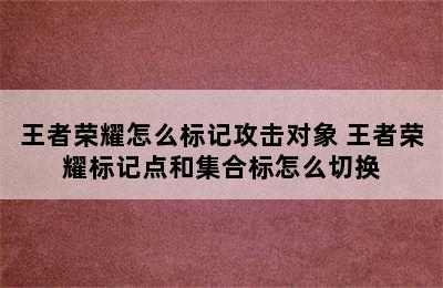 王者荣耀怎么标记攻击对象 王者荣耀标记点和集合标怎么切换